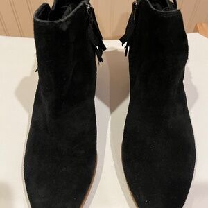 Franco Sarto Black Suede Ankle Booties with Fringe Size 8